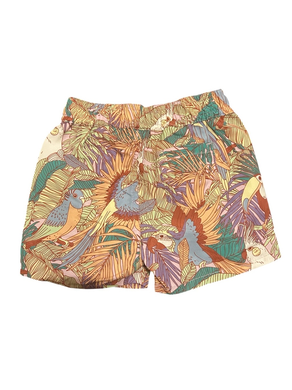 Cotton On Baby Tropical Bird Print waistband trunks - Peach, Teal & Lavender